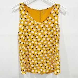 Loft Lemon Print Sleeveless Contrast Tank Top Size Small Petite
